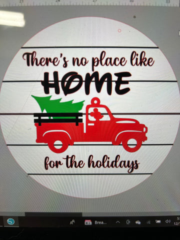 RTS - 18” Red Truck Christmas Door Sign