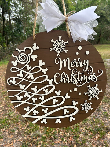 RTS - 16” Mouse Tree Christmas Door Sign