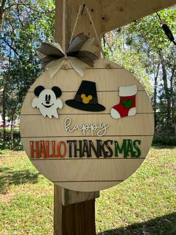 RTS - 18” Fall HalloThanksMas Door Sign