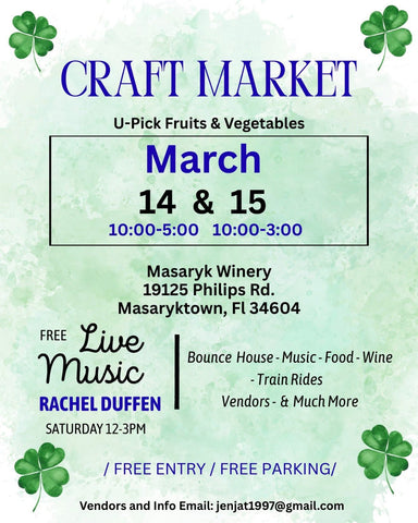 03/14-15 Saturday and Sunday - Masaryk Winery Pop Up Shop & Farmers Market