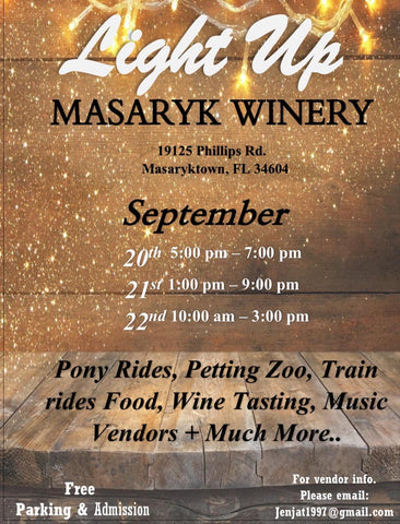 09/20-22 Friday, Saturday & Sunday Masaryk Winery Market