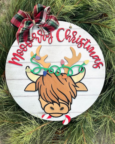 RTS - 18” Christmas Cow Door Sign