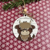 RTS - Highland Cow Mooey Christmas ornament