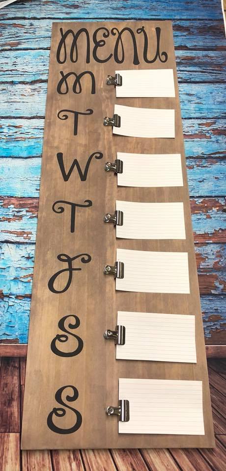 Menu Week 2 Sign SIGN - Weekly Menu or Chore Clip Sign 9 x 36 – Two Sisters DIY