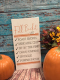 SIGN - Fall Bucket List