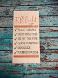 SIGN - Fall Bucket List